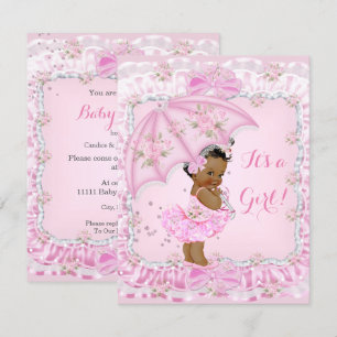 Hübsches Baby Shower Mädchen Floral Rosa Ethnisch Einladung
