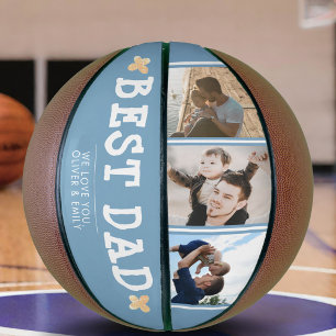 Hübsches Bestes Papa Blau 3 Foto Collage Andenken Basketball