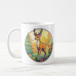 Hübsches Bild eines Hirschs in einem farbigen Wald Kaffeetasse