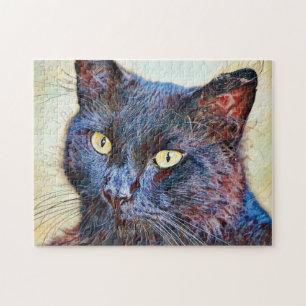 Hübsches Black Cat Art Puzzle