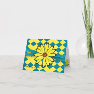 Hübsches blau-gelbe Blume-Design Dankeskarte