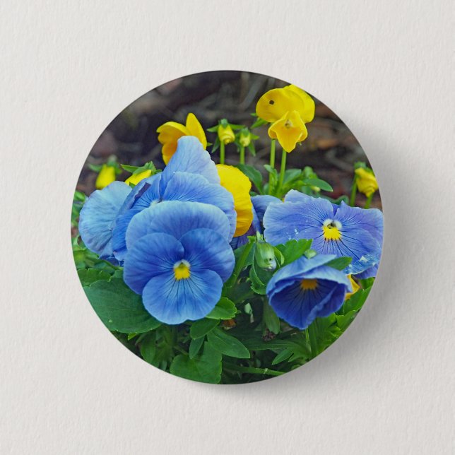 Hübsches Blau und Gelbfärbung Foto Button (Vorderseite)
