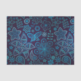 Hübsches Blau-und Marine-Blumenmuster mit Seidenpapier