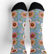 Hübsches Blau und Rosa Daisy Blumendruck