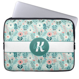 Hübsches Blau und rosa Pastellfarben Blume Laptopschutzhülle