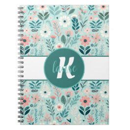 Hübsches Blau und rosa Pastellfarben Blume Notizblock