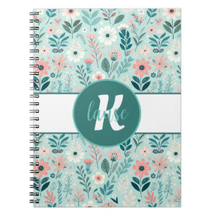 Hübsches Blau und rosa Pastellfarben Blume Notizblock