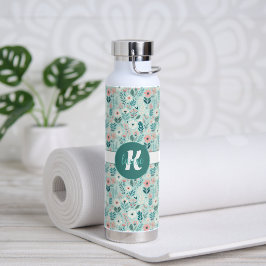 Hübsches Blau und rosa Pastellfarben Blume Trinkflasche