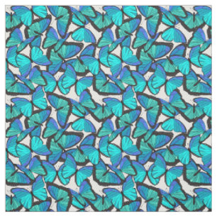 Hübsches Blau und Weißer Morpho Butterfly Gemuster Stoff
