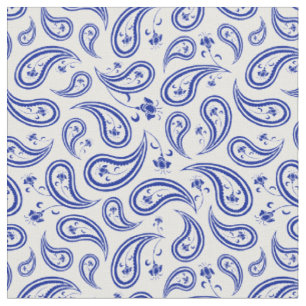Hübsches Blau- und Weißpaisley-Muster Stoff