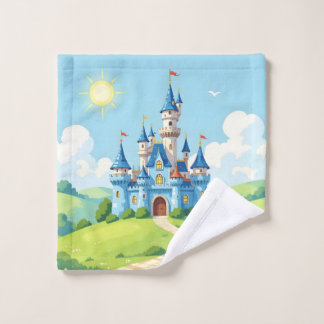 Hübsches blau-weißes Schloss Waschlappen
