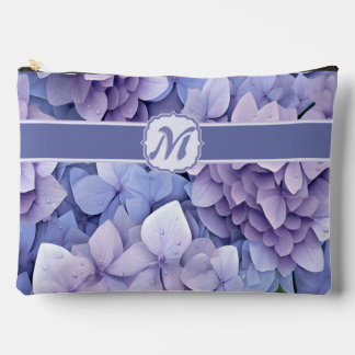 Hübsches Blaues Blossom Hydrangea Monogramm Zubehörtasche
