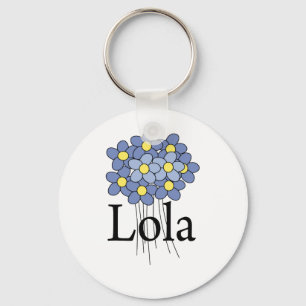 Hübsches blaues Blumen-Lola-T-Shirt Schlüsselanhänger