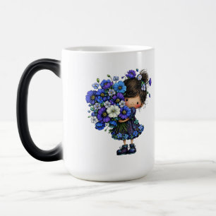Hübsches blaues Blumen-Mädchen-Bouquet-Kunst-Desig Verwandlungstasse