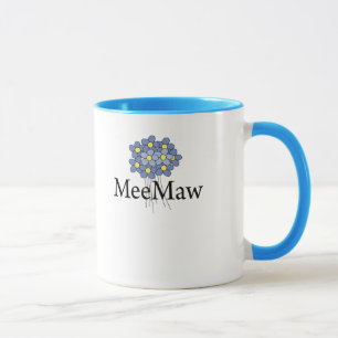 Hübsches blaues Blumen-MeMaw-T-Shirt Tasse