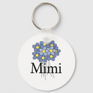 Hübsches blaues Blumen-Mimi-T-Shirt Schlüsselanhänger