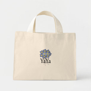 Hübsches blaues Blumen-YaYa-T-Shirt Mini Stoffbeutel