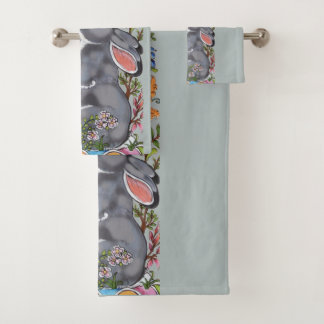Hübsches Blaues Bunny Bunny Bird Niedlich Badhandtuch Set