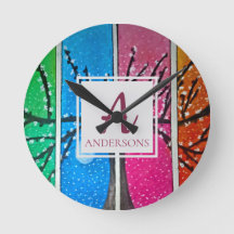 Hübsches blaues grünes Orangenrosa| Monogramm