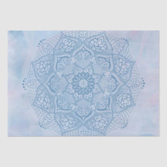Hübsches Blaues Heiliges Lotus Blume Blossom Manda Seidenpapier (Vorderseite)