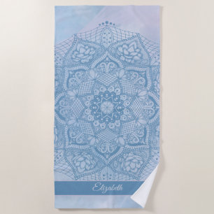 Hübsches Blaues Heiliges Lotus Blume Blossom Manda Strandtuch