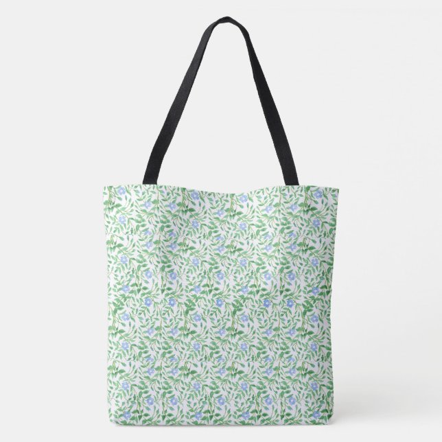 Hübsches blaues Periwinkle mit weißem Hintergrund Tasche (Rückseite)