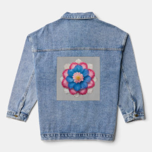 Hübsches blaues, rosa und weißes florales Zentrum Jeansjacke