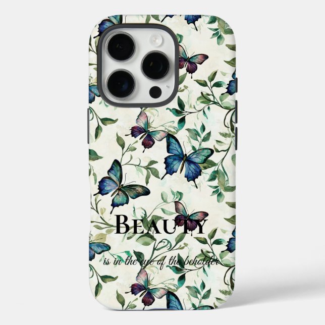 Hübsches blaues Schmetterlingssatz iPhone 16 Pro Hülle (Rückseite)