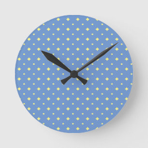 Hübsches blaues und weiches gelbes Muster, Land, e Runde Wanduhr