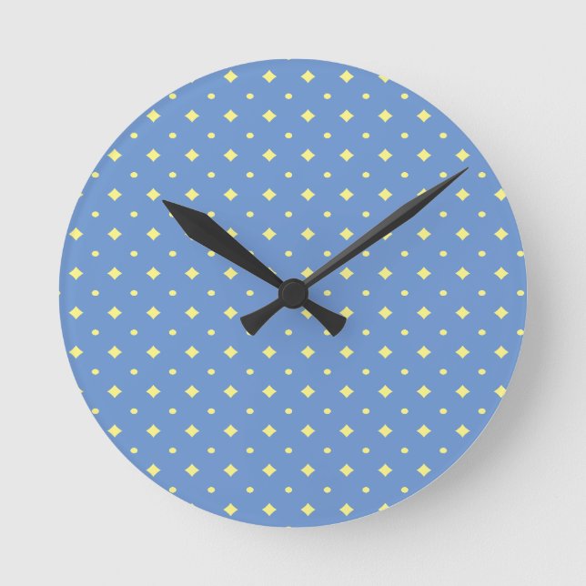Hübsches blaues und weiches gelbes Muster, Land, e Runde Wanduhr (Vorderseite)