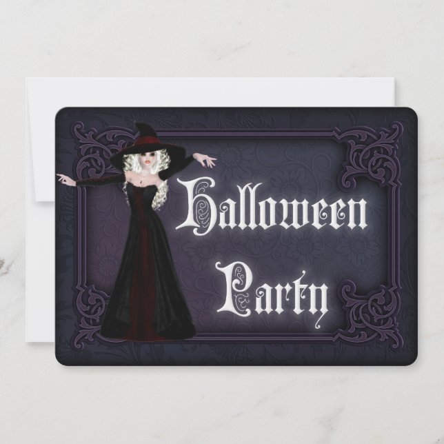 Hübsches Blonde Witch Erwachsene Halloween-Party e Einladung (Vorderseite)