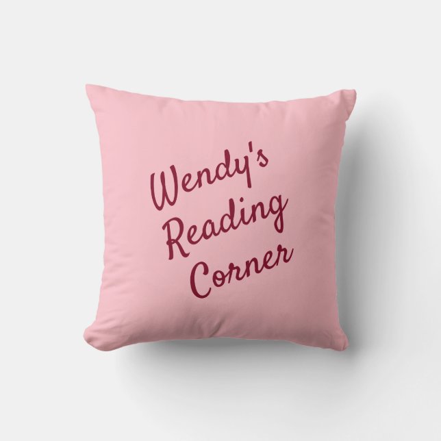 Hübsches Blubblegum pink & burgundy Lesen Kissen (Vorderseite)