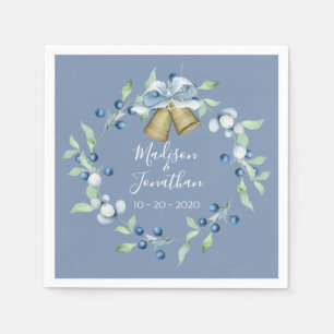 Hübsches Blue Wreath Script Elegante Custom Weddin Serviette