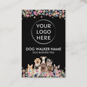 Hübsches Blumen-Foto-Logo Kreis Schwarze Hunde Visitenkarte
