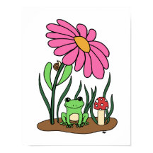 Hübsches Blumen- und Froschposter