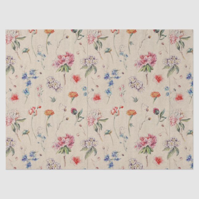 Hübsches BlumenBlumen-Muster-Pastellsahnekunst Seidenpapier (Vorderseite)