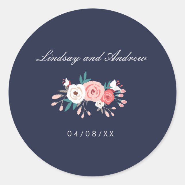 Hübsches Blumenbouquet Wedding Siegel Runder Aufkleber (Vorderseite)