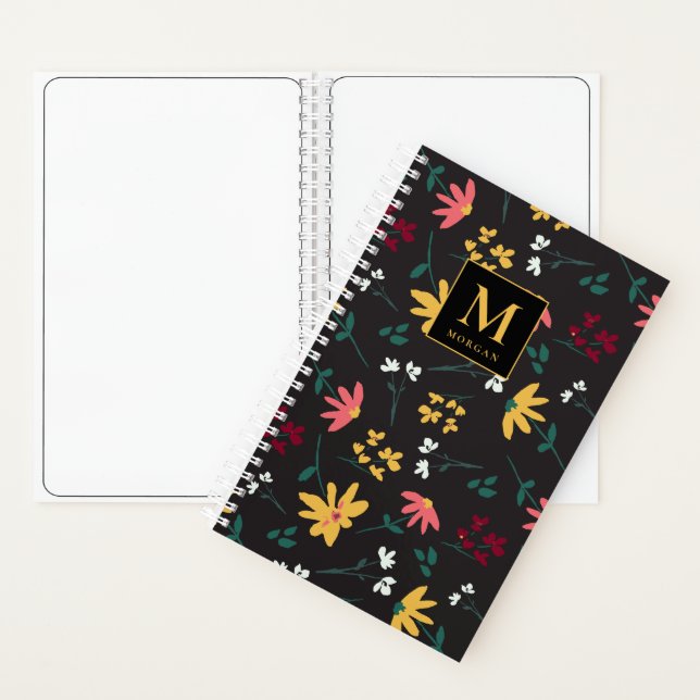 Hübsches Blumenmuster auf der Personalisierten Sch Notizbuch (Innen)