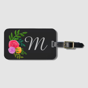Hübsches Blumenmuster auf der Tafel Mit Monogramm Gepäckanhänger
