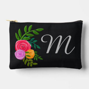 Hübsches Blumenmuster auf der Tafel Mit Monogramm Zubehörtasche