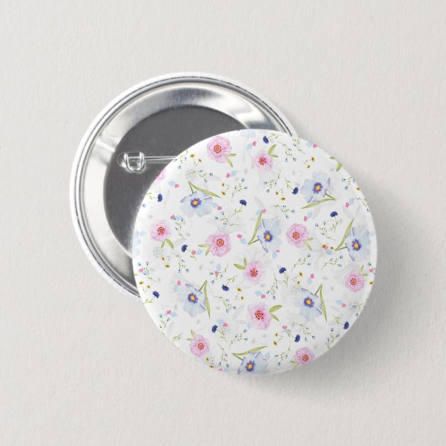 Hübsches Blumenmuster Button (Vorne & Hinten)