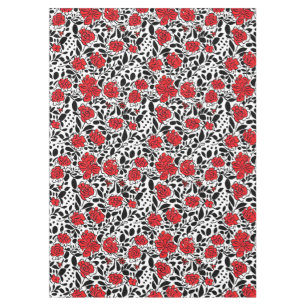 Hübsches Blumenmuster in Rot, Schwarz und Weiß Tischdecke