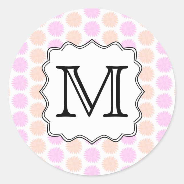 Hübsches Blumenmuster mit kundenspezifischem Monog Runder Aufkleber (Vorderseite)