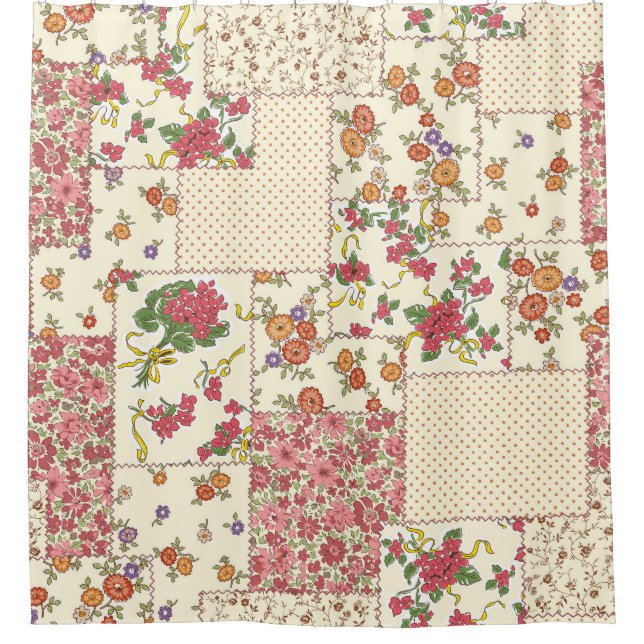 Hübsches Blumenmuster - Nahtloses Design Duschvorhang (Vorderseite)