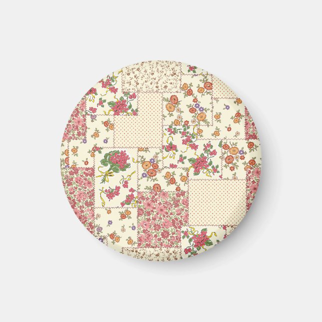 Hübsches Blumenmuster - Nahtloses Design Magnet (Vorne)