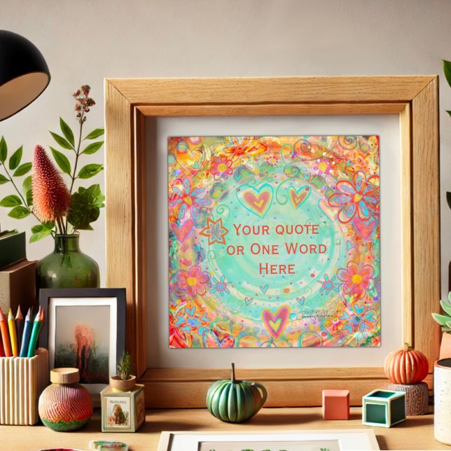 Hübsches Blumenorange Aqua Individuelle Name Zitat Poster (Von Creator hochgeladen)