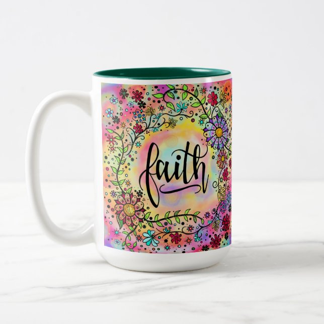 Hübsches Blumenrosa GEFÜHL Inspirierend Zweifarbige Tasse (Links)
