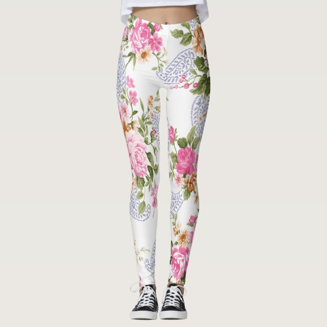 HÜBSCHES Blumenrosa Muster Leggings (Vorderseite)