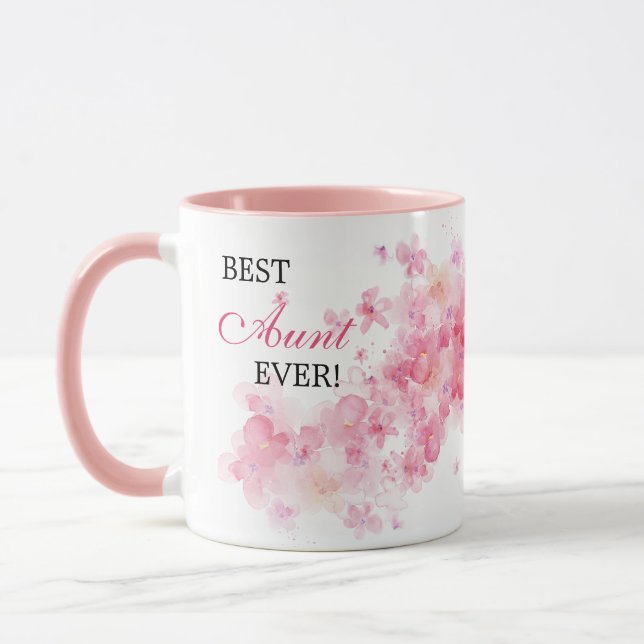 Hübsches Blumenrosa Wasserfarben Tasse (Links)