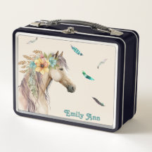 Hübsches Boho Pferd mit Feathers Custom